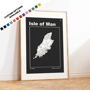 Isle of Man Map Print - Custom options/colours available - Prints or Framed Prints - Isle of Man - Custom Text for Gift