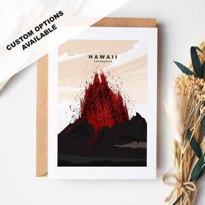 Tarjeta de felicitación de los volcanes de Hawái - Parque nacional de los volcanes de Hawái - Tarjetas de felicitación de los parques nacionales de EE. UU. - Sobre incluido - Tarjeta reciclada blanca