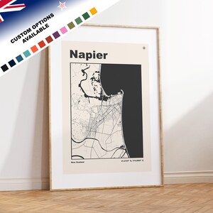 Napier Carte imprimée - Nouvelle-Zélande - Carte de la ville de la Nouvelle-Zélande - Carte personnalisée