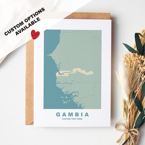 Cartão de felicitações da Gâmbia - Opções personalizadas disponíveis - Envelope Kraft incluído - Aniversário - Aniversário - Viagem surpresa - Cartão personalizado