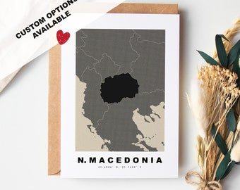 North Macedonia Custom Greeting Card - Kraft Envelope Included - Custom Text - Greeting Card - Anniversary - Surprise Trip - Birthday