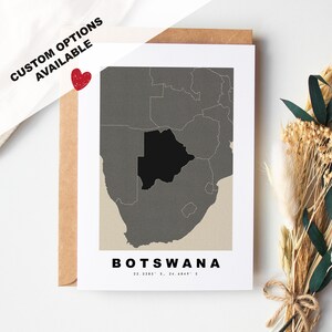 Tarjeta de felicitación personalizada de Botsuana - Sobre Kraft incluido - Texto personalizado - Tarjeta de felicitación de Botsuana - Aniversario - Viaje sorpresa - Cumpleaños