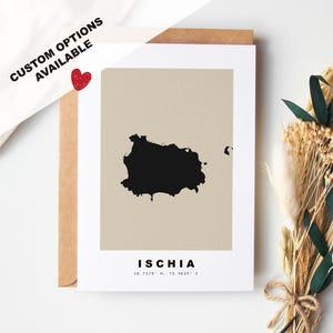 Cartão de felicitações personalizado Ischia - Envelope Kraft incluído - Texto personalizado - Cartão de felicitações - Aniversário - Viagem surpresa - Aniversário