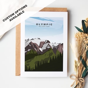 Tarjeta de felicitación olímpica - Parque Nacional Olímpico - Tarjetas de felicitación de parques nacionales de EE. UU. - Sobre incluido - Cartulina reciclada blanca
