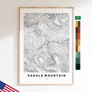 Sahale Mountain Druck - Vereinigte Staaten - Konturkarte - Topographie - Topografische Karte - Druck - Poster - Kartendruck