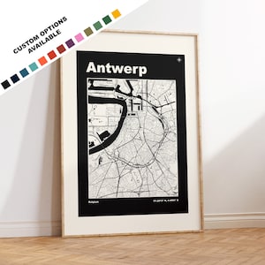 Antwerpen Karte Druck - Druck, gerahmt oder auf Leinwand - Antwerpen Poster - Antwer Belgien - Benutzerdefinierte Textoptionen - Karte Wandkunst - Geschenk