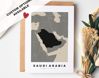 Saudi Arabia Custom Greeting Card - Kraft Envelope Included - Custom Text - Saudi Greeting Card - Anniversary - Surprise Trip - Birthday