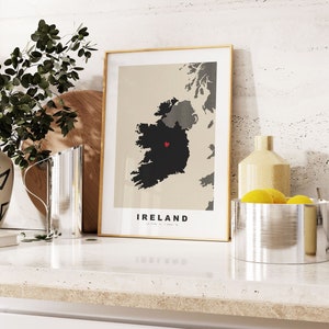 Irland Druck - Benutzerdefinierter Kartendruck - Geschenkoptionen mit personalisiertem Text - Rahmen / Leinwandoptionen - Vintage Style Map Print