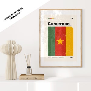 Cameroon Flag Print - Flag Poster - Mid Century Modern - Custom Options Available - Framed or Canvas Prints Available - Custom Gift