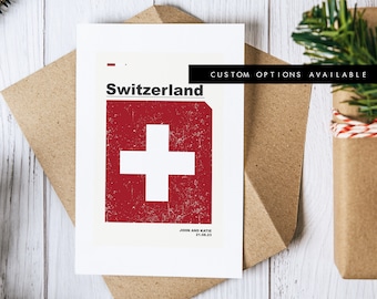 Switzerland Greeting Card - Custom Greeting Card - Blank Card - Recycled Envelope Included - Greeting Card - Birthday - Anniversary - Trip