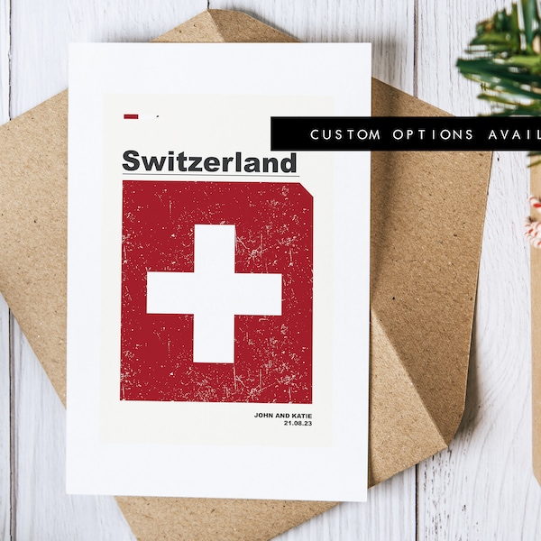 Switzerland Greeting Card - Custom Greeting Card - Blank Card - Recycled Envelope Included - Greeting Card - Birthday - Anniversary - Trip