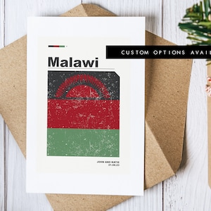 Cartão de felicitações do Malawi - Cartão de felicitações personalizado - Cartão em branco - Envelope reciclado incluído - Cartão de felicitações - Aniversário - Aniversário - Viagem