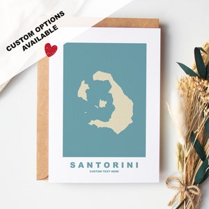 Cartão de felicitações Santorini - Opções personalizadas disponíveis - Envelope Kraft incluído - Aniversário - Aniversário - Viagem surpresa - Cartão personalizado