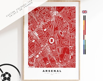 Custom Stadium Map Print - Any Football Stadium - Stadium Map - Gifts For Him - Gift For Dad - Prints or Framed Prints - Arsenal