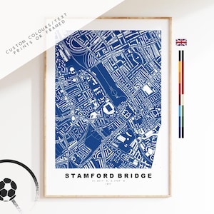 Aangepaste stadionkaart afdrukken - elk voetbalstadion - stadionkaart - cadeaus voor hem - cadeau voor papa - prenten of ingelijste afdrukken - Chelsea