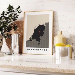 Niederlande Landkarte Druck - Geschenk Landkarte - Vintage Stil - Jahrestag - Hochzeit - Flitterwochen - Urlaub - Geschenk - Landkarte