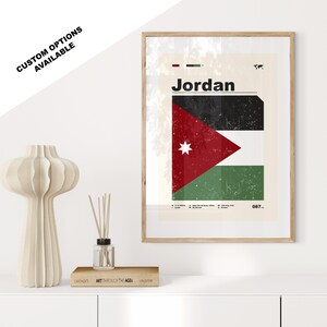 Jordan Flag Print - Flag Poster - Mid Century Modern - Custom Options Available - Framed or Canvas Prints Available - Custom Gift