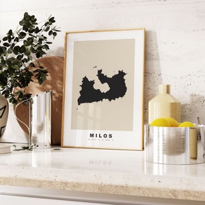Milos Print - Benutzerdefinierter Kartendruck - Personalisierte Text Geschenkoptionen - Rahmen / Leinwandoptionen - Vintage Style Map Print