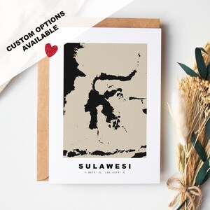 Tarjeta de felicitación personalizada de Sulawesi - Sobre Kraft incluido - Texto personalizado - Tarjeta de felicitación - Aniversario - Viaje sorpresa - Cumpleaños