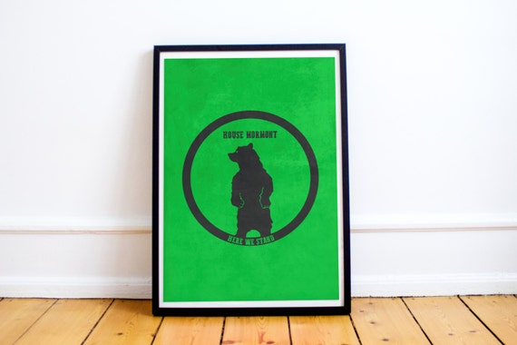 House Mormont Sigil Here We Stand Game Of Thrones Poster Etsy