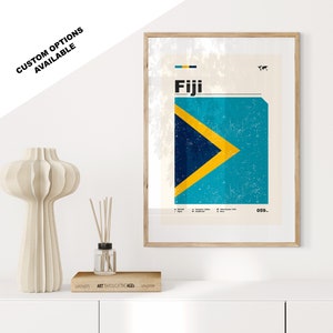 Fidschi-Flaggendruck - Flaggenposter - Mid Century Modern - Kundenspezifische Optionen verfügbar - Gerahmt oder Leinwanddrucke verfügbar - Kundenspezifisches Geschenk