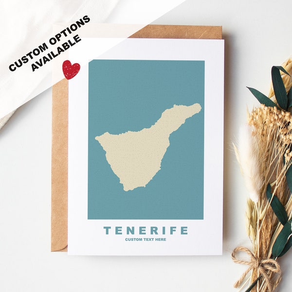 Tenerife Greeting Card - Custom Options Available - Kraft Envelope Included - Anniversary - Birthday - Surprise Trip - Custom Card