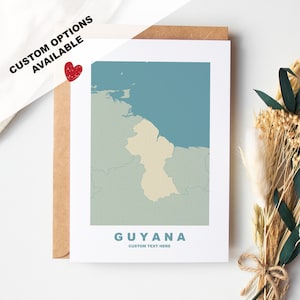 Cartão de felicitações da Guiana - Opções personalizadas disponíveis - Envelope Kraft incluído - Aniversário - Aniversário - Viagem surpresa - Cartão personalizado