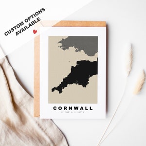 Tarjeta de felicitación personalizada de Cornualles - Sobre Kraft incluido - Texto personalizado - Tarjeta de felicitación de Cornualles - Aniversario - Viaje sorpresa - Cumpleaños