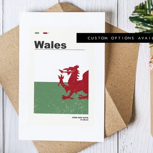 Carte de voeux Pays de Galles - carte de voeux personnalisée - carte vierge - enveloppe recyclée incluse - carte de voeux - anniversaire - anniversaire - voyage