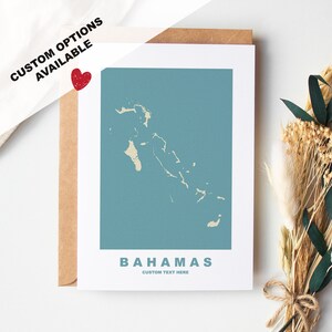 Tarjeta de felicitación de Bahamas - Opciones personalizadas disponibles - Sobre reciclado incluido