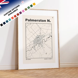 Palmerston North Carte imprimée - Nouvelle-Zélande - Carte de la ville de la Nouvelle-Zélande - Carte personnalisée