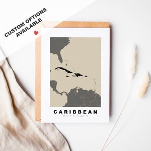 Carte de voeux personnalisée Caraïbes - enveloppe Kraft incluse - texte personnalisé - carte de voeux Caraïbes - anniversaire - voyage surprise - anniversaire
