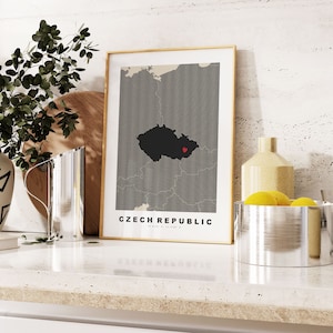 Afdrukken Tsjechië - aangepaste kaartafdruk - gepersonaliseerde tekst cadeau-opties - lijst/canvas opties - kaartafdruk vintage stijl
