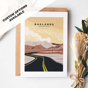 Tarjeta de felicitación de Badlands - Parque Nacional Badlands - Tarjetas de felicitación de parques nacionales de EE. UU. - Sobre incluido - Tarjeta reciclada blanca