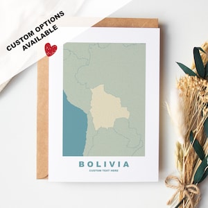Tarjeta de felicitación de Bolivia - Opciones personalizadas disponibles - Sobre reciclado incluido