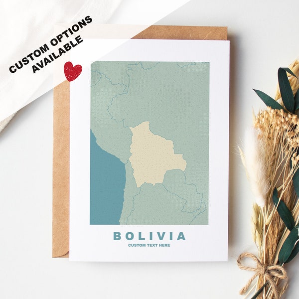 Bolivien -Grußkarte - benutzerdefinierte Optionen verfügbar - Recycling -Umschlag enthalten
