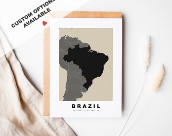 Brazil Custom Greeting Card - Kraft Envelope Included - Custom Text - Brazil Greeting Card - Anniversary - Surprise Trip - Birthday