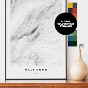 Half Dome Karte  - Poster - Topographie - Kontur -  Kartenposter - Karte Drucken
