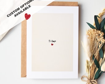 Ti Amo - Italienisch Ich liebe dich Karte - Benutzerdefinierter Text verfügbar - Innen leer oder mit Nachricht - Valentinstag - Jubiläum - Hochzeit