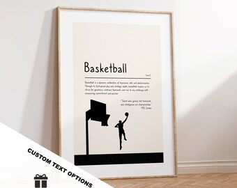 Basketball Definition Print - Custom Text/Quote Options - Customised Gift - Framed or Canvas - Quote Print - Different Colours Available