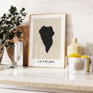 La Palma Druck - Benutzerdefinierter Kartendruck - Personalisierte Text Geschenkoptionen - Rahmen- / Leinwandoptionen - Vintage Style Map Print