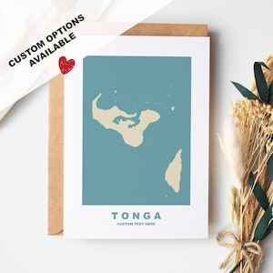 Tarjeta de felicitación de Tonga - Opciones personalizadas disponibles - Sobre Kraft incluido - Aniversario - Cumpleaños - Viaje sorpresa - Tarjeta personalizada