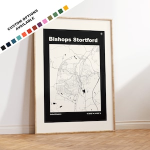 Bischof Stortford Druck - Karte Druck - Mid Century Modern - Retro - Vintage - Zeitgenössisch - Bischof Stortford Druck - Karte Poster - Geschenk