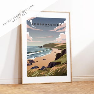 Pembrokeshire - Gales - Cartel de viaje - Impresión de viaje - Impresión - Cartel - Arte de pared