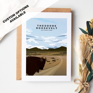 Tarjeta de felicitación de Theodore Roosevelt - Parque Nacional Roosevelt - Tarjetas de felicitación de parques nacionales de EE. UU. - Sobre incluido - Tarjeta reciclada blanca
