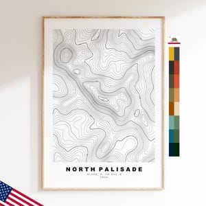 North Palisade Druck - Vereinigte Staaten - Konturkarte - Topographie - Topografische Karte - Druck - Poster - Kartendruck