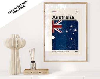 Australia Flag Print - Flag Poster - Mid Century Modern - Custom Options Available - Framed or Canvas Prints Available - Custom Gift
