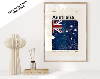 Australia Flag Print - Flag Poster - Mid Century Modern - Custom Options Available - Framed or Canvas Prints Available - Custom Gift