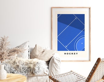 Hockey Print - Minimalist - Field Hockey Poster - Hockey Pitch - Wall Art Print - Boys Room - Girls Room - Contemporary - Minimalist - Gift