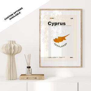 Cyprus Flag Print - Flag Poster - Mid Century Modern - Custom Options Available - Framed or Canvas Prints Available - Custom Gift